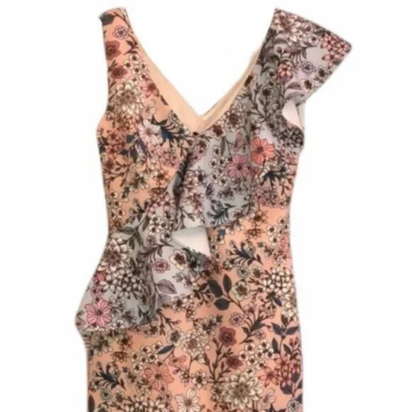 NWT Alexia Admor Fallon Floral ruffled sleeveless dress women's size 8 (263) - Picture 6 of 11